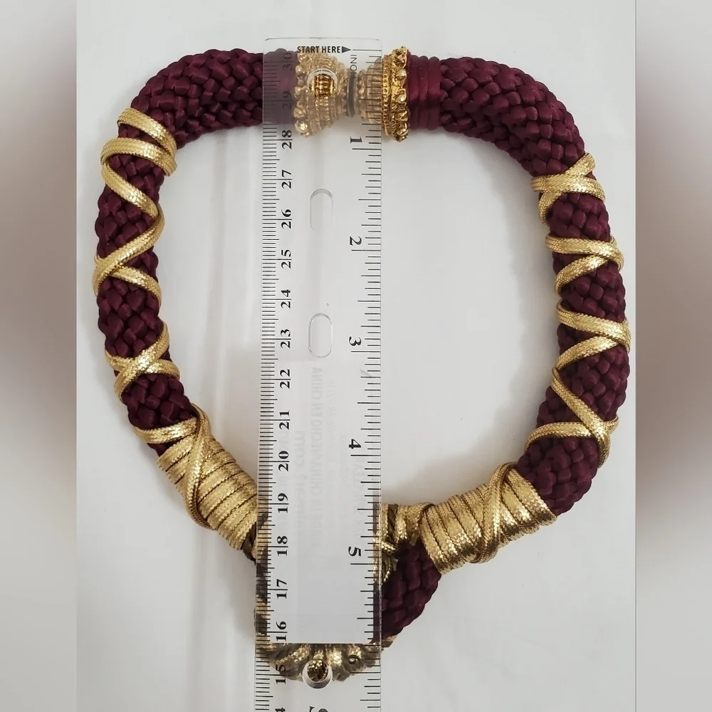 Vintage Maroon & Gold Rope Necklace